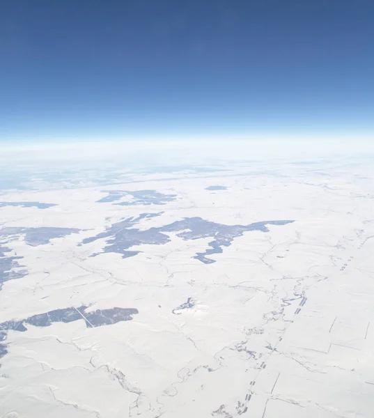 Inverno. vista do avião — Fotografia de Stock