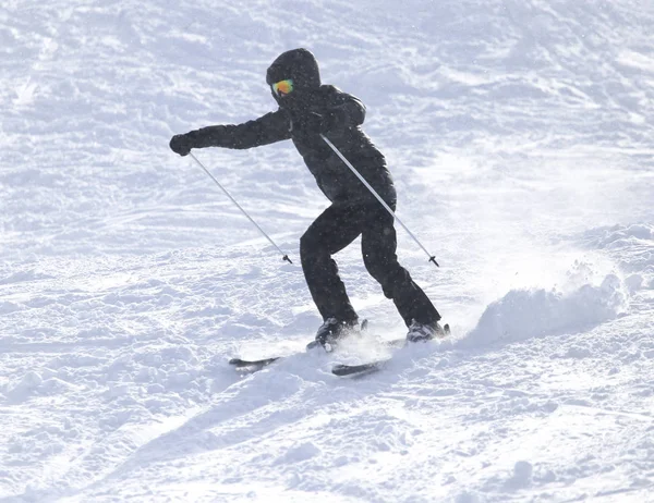 Люди катаються на лижах на снігу — стокове фото