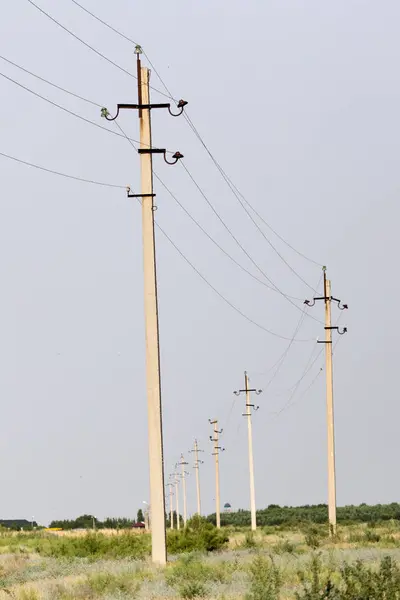 Elektriska poler i gryningen — Stockfoto