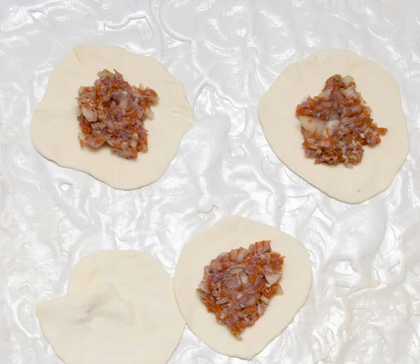 Cooking dumplings from dough — Stock Photo, Image