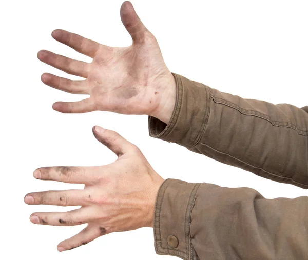 白い背景の上の汚れた手 — ストック写真