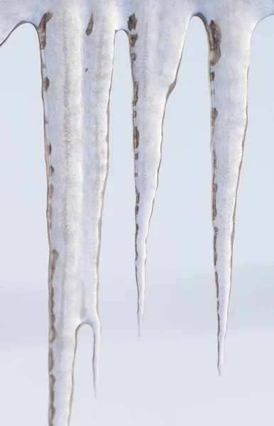 Icicles do telhado da casa — Fotografia de Stock