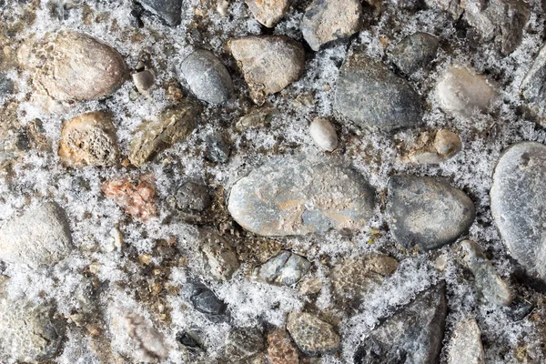 Ice on the stone ground as a background — Stock Photo, Image