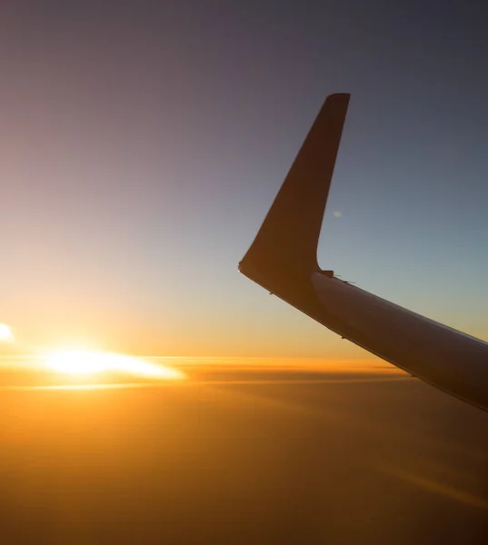 Flygplan vid solnedgången — Stockfoto