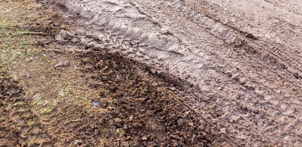 Трек из машины в грязной земле — стоковое фото