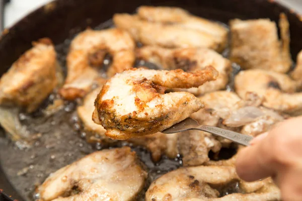 Pescado Frito Cacerola Mantequilla — Foto de Stock