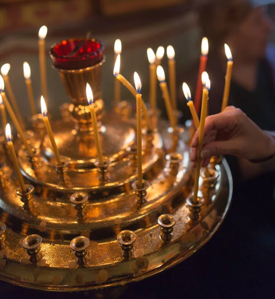 Kerzen Brennen Der Orthodoxen Kirche Fotos Atelier — Stockfoto