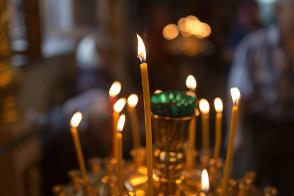 Bougies Brûlant Dans Église Orthodoxe Photos Studio — Photo