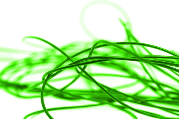 Cable Verde Sobre Fondo Blanco Fotos Estudio — Foto de Stock