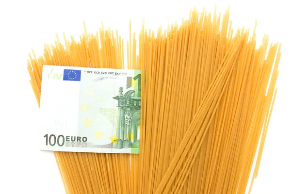 100 Euros Espaguetis Fotos Estudio —  Fotos de Stock