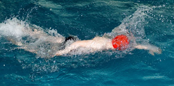 Sport Motion Shot Boy Swimming Pool — Stock Photo, Image