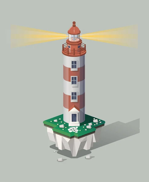 Isometrischer Leuchtturm auf fliegender Insel — Stockvektor