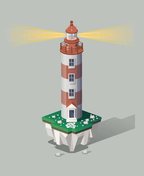 Phare isométrique sur l'île volante — Image vectorielle