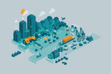 izometrik tarzı modern şehir