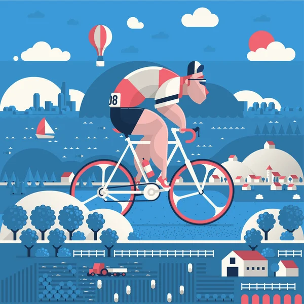 自転車に乗る男 — ストックベクタ