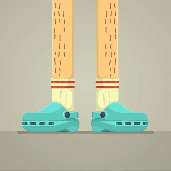 Par de pies en zapatillas — Vector de stock