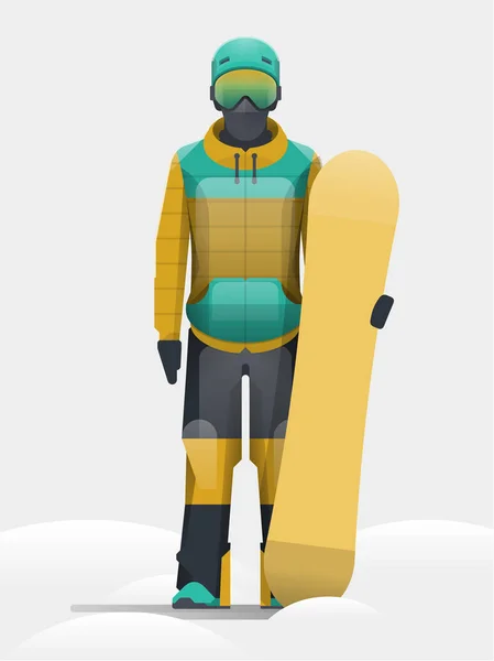 Snowboarder sosteniendo su tabla — Vector de stock