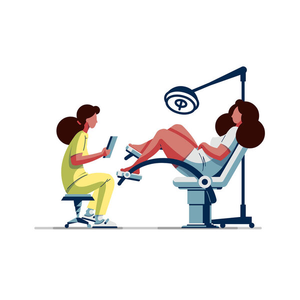 Иллюстрация женщины на регулярном осмотре у гинеколога
