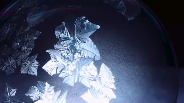 Морозний сніговий візерунок крупним планом, зимові канікули фону , — стокове відео