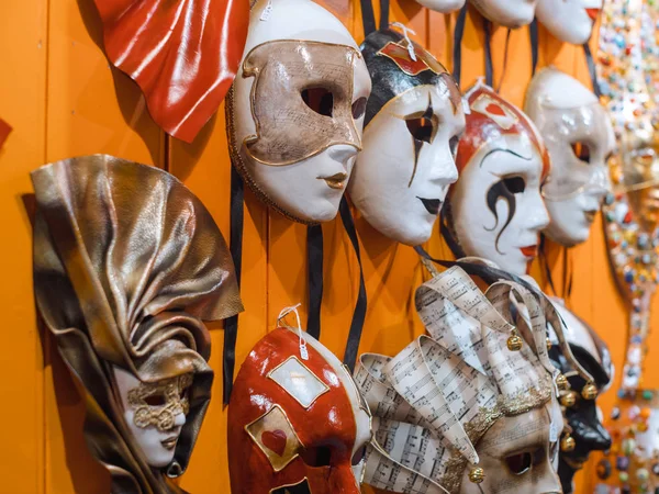 Venetian masks in store display in Venice. — Stock Photo, Image