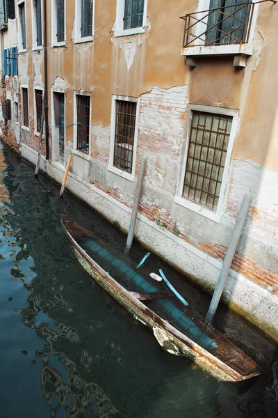 A sinking boat in Venice Italy