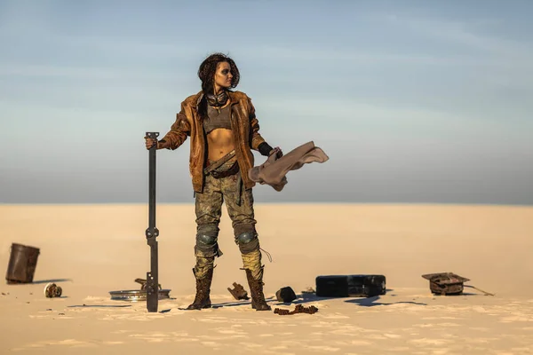 Post-apocalyptic Woman Outdoors in a Wasteland