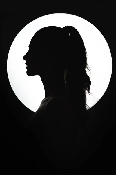 Fine Art Fashion Studio Portrait of Woman at Full Moon — стоковое фото