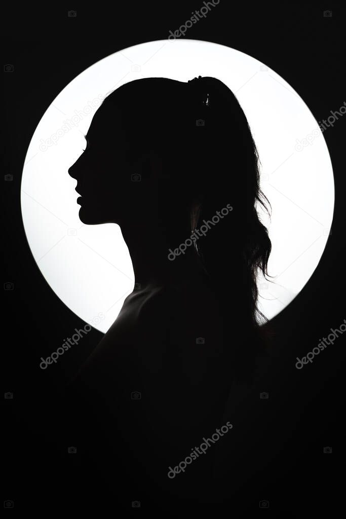 Fine Art Fashion Studio Portrait of Woman at Full Moon