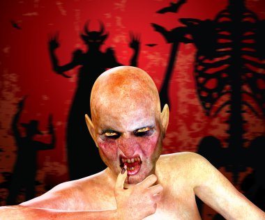 3d canavar ile Halloween arka plan