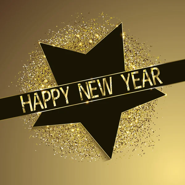 Nieuwjaar achtergrond met ster en gouden glitters — Stockfoto