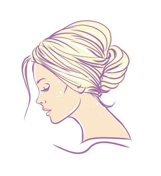 Vacker kvinna med långt hår illustration — Stock vektor