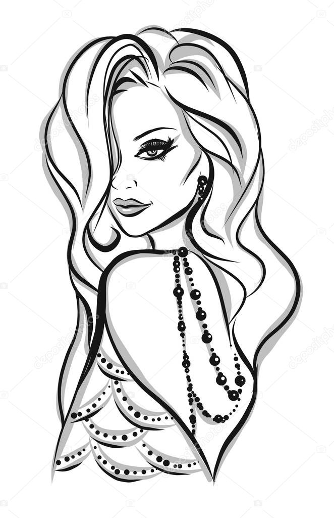 Download Beautiful woman silhouette with long hair — Stock Vector ...