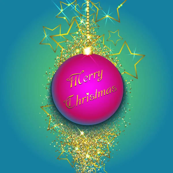 Christmas bauble on a gold glittery background — Stock Vector