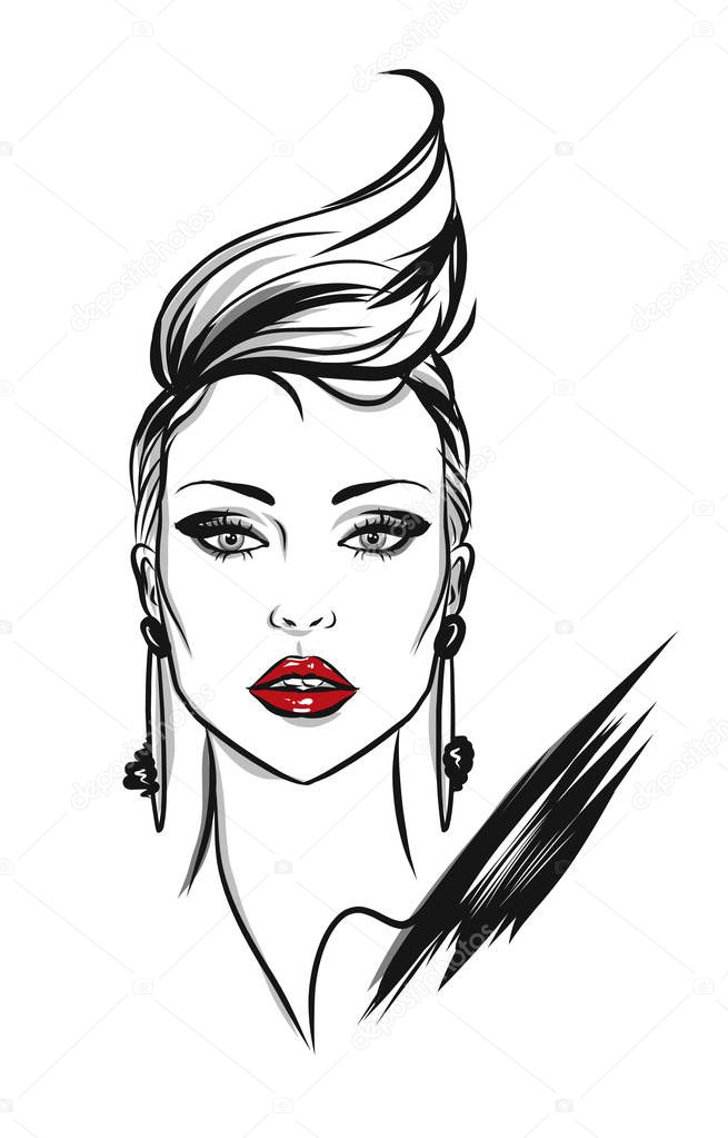 Beautiful line art woman illustration