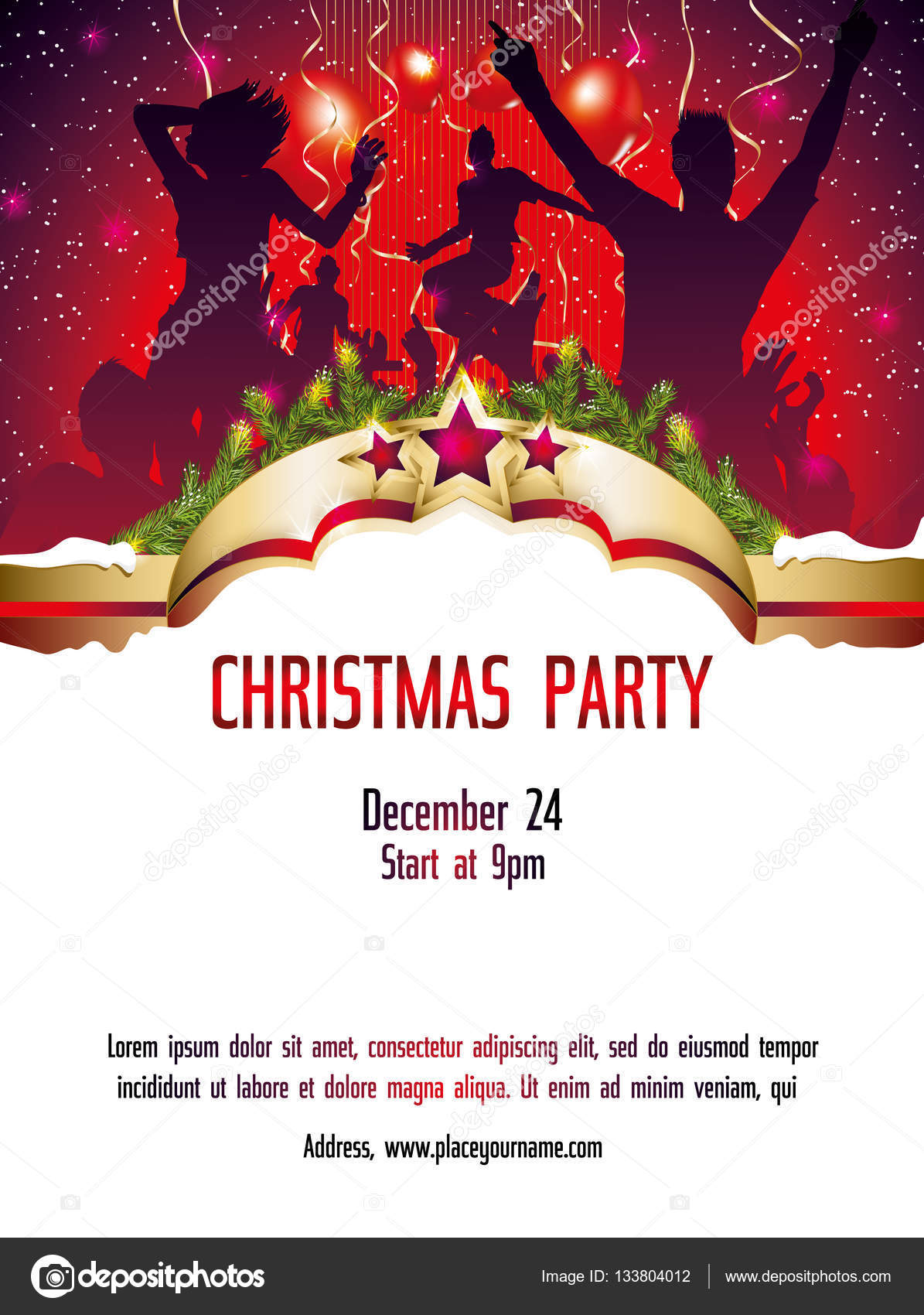 Christmas Party Invitation Template Stock Vector C Deryadraws