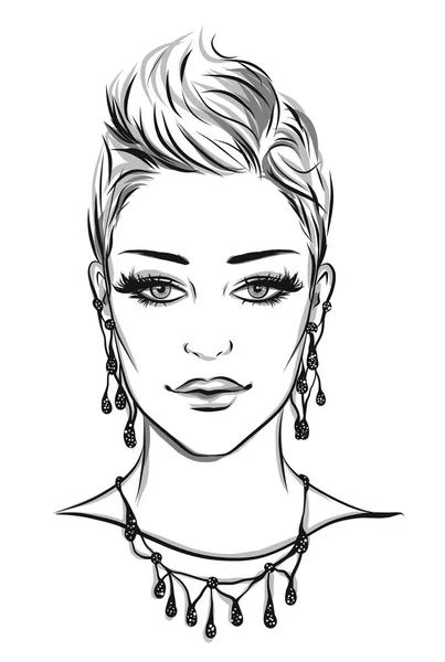 Mode portrait lineart illustration — Image vectorielle