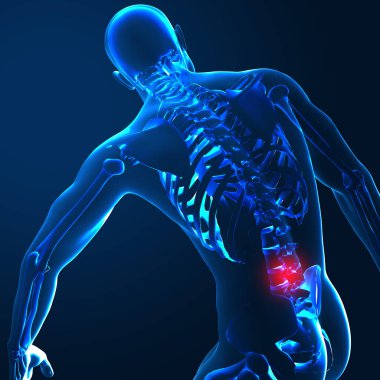 bir erkek figürü ile iki nokta üst üste highlig tıbbi bir görüntü 3D render