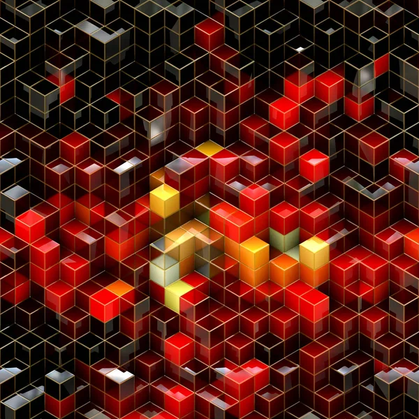 Zwarte en rode kubussen abstract achtergrond — Stockfoto
