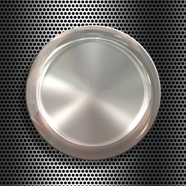 Silver metal button  on a metal background