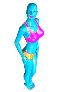 fütüristik bir kadın modeli 3D çizimi