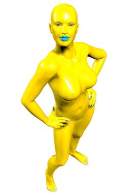 fütüristik bir kadın modeli 3D çizimi