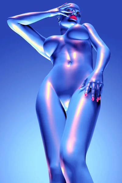 Ilustração 3d de um modelo feminino futurista — Fotografia de Stock