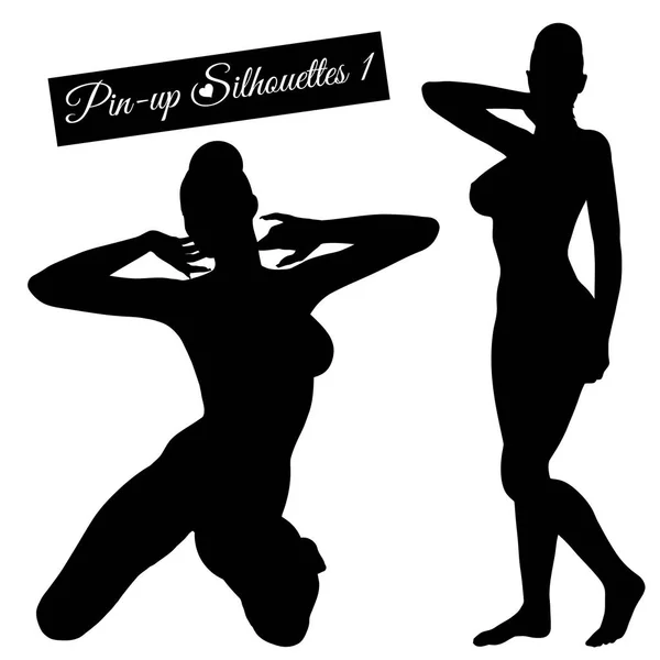 Conjunto de siluetas Pin-up — Vector de stock