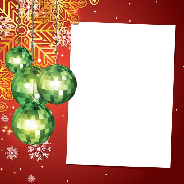 Christmas Background Blank Paper Christmas Baubles — Stock Vector