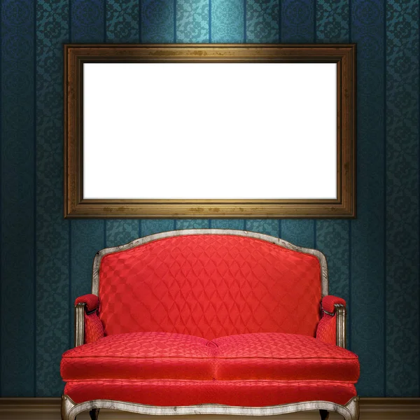 Mock up 3d vintage frame hanging on wall — Stock Photo, Image