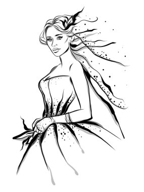 Moda hattı sanat illüstrasyon 