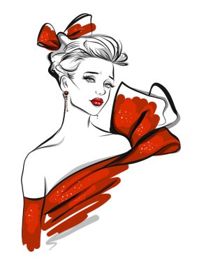 Moda hattı sanat illüstrasyon 
