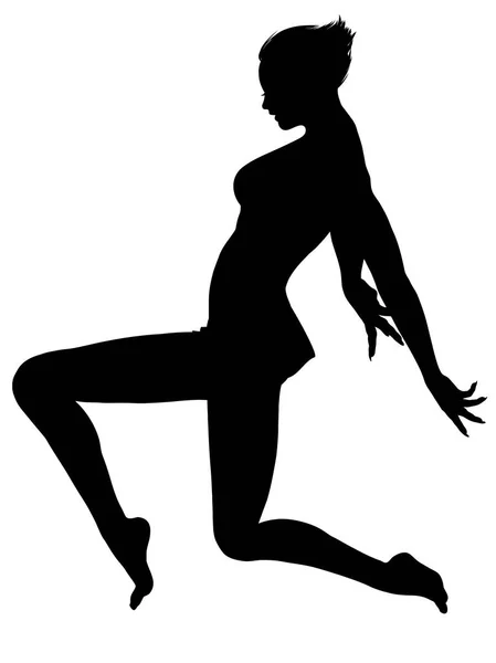 Silhouette de fille sautante — Image vectorielle