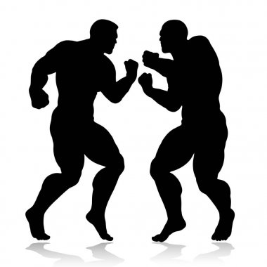 Mücadele güçlü dev siluetleri