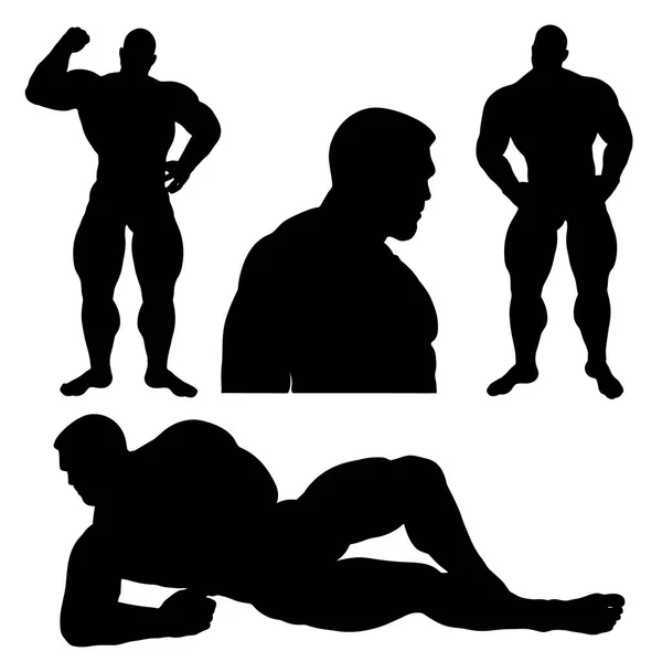 Strong giant silhouette set isolated on white — Stock Vector